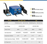 ▶ Prostormer Estación de soldador de 750 W, estación digital de retrabajo de aire caliente 2 en 1 con control de temperatura de 100 °C - 100 °C, visualización LED, bomba de desoldación, 4 pinzas, color azul, Azul