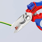 Tijeras de acero inoxidable 95 05 20 US en ángulo para electricistas, 6-1/4 pulgadas, rojo/azul KNIPEX Tools -