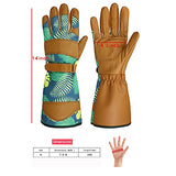 ▶ Guantes de jardinería  para mujer con piel de vacuno de grano para trabajo en el patio (puños largos y medianos)