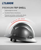▶ Casco duro de ala completa, aprobado por OSHA, diseño gris carbón premium, casco de seguridad FRP con suspensión de trinquete ajustable de 4 puntos, clase C