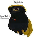 ▶ Guantes de jardinería de cuero para hombre, guantes de trabajo utilitarios para mecánicos, construcción, conductor, diseño transpirable destreza (mediano, 3 pares amarillo)