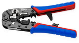 ▶ KNIPEX  Tools  Alicates de crimpado para conectores RJ45 Western, rojo/azul, 7-1/2 pulgadas