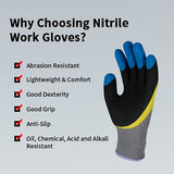 ▶ Guantes Jardinería para hombre y mujer, a prueba de espinas, 6 paquetes de guantes de trabajo de nitrilo, color gris, mediano