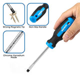 ▶ NEIKO  Juego de destornilladores magnéticos | 10 piezas | Phillips y de cabeza plana | Acero al cromo vanadio tratado térmicamente | Punta ranurada con mango acolchado antideslizante | Kit de herramientas para destornilladores pequeños