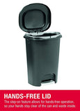Rubbermaid Bote de basura clásico de 13 galones con tapa y pedal de acero inoxidable, cubeta de basura negro para cocina