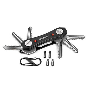 Redlemon Llavero Organizador Inteligente Smartkey Ninja con 2 Luces LED, Destapador y Gancho en Forma de S, Acomoda hasta 25 Llaves Planas