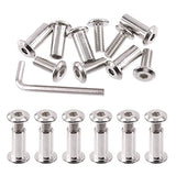 🔩 Swpeet Juego de 25 tornillos de encuadernación chapados en níquel M6 x 16 mm, tuercas hexagonales, kit surtido de tuercas de barril con 1 llave Allen, poste de tornillo para muebles, cinturón avellanado