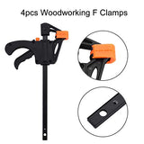Herramientas Carpintería  F-Bar Abrazadera Carpintería F Abrazadera 4 Pulgadas Barra de Madera Carpintero Herramienta Agarre Ratchet Quick Squeeze Carpintería DIY Kit de Herramientas de Mano 4 Unids
