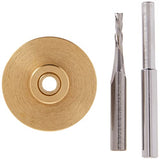 ▶ Broca fresadora Kit de incrustaciones de latón macizo para brocas de enrutado For 1/4 Templates for High RPM Routing | Includes 1/8 Carbide Router Bit/Cutter + 1/4 Shank, Universal Bushing, Retainer Nut, Collar, Alignment Pin