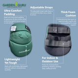 ▶ Garden Guru - Rodilleras acolchadas para jardinería con correas ajustables, forro interior suave, acolchado ultra cómodo, rodilleras de jardín para trabajo en el patio, limpieza, tareas domésticas, techos y más