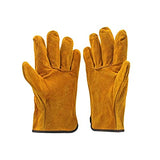 ▶ Guantes de soldador Un par / set Fire a prueba de fuego Guantes de soldadora de cuero de vaca duradera HUEVOS DE SEGURIDAD DE LOS TRABAJO DE CALOR for SOLDADURA HERRAMIENTAS DE MANO DE METAL Resisten