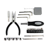 ▶ Estuche de Herramientas Helsinki, estuche metálico de herramientas con 24 piezas con cremallera sólida y fuerte, incluye pinzas, 2 desarmados con 10 puntas intercambiables, 3 llaves allen, cinta métrica, 5 dados y mango para dados. Innovation Line |