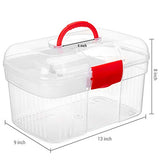 Red First Aid Clear Container Bin/Family Emergency Kit Storage Box w/Detachable Tray - MyGift