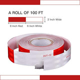 ▶ Cinta reflectante de seguridad Dot-C2 de 2 x 100 pies, color rojo/blanco, impermeable, reflectante de alta intensidad, señal de precaución, cinta reflectante de entrada para vehículos, remolques, barcos, carteles, exteriores, coches, camiones