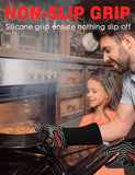 ▶ Guantes ignífugos  calientes resistentes al calor, guantes de cocina profesionales, largos resistentes al calor, para parrilla, ahumador, barbacoa, 34,3 cm, gris