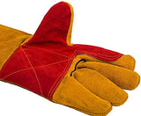 ▶ Guantes de soldador de cuero, guantes de soldadura, guantes de soldador de cuero ignífugo, guantes de soldadura de palo calor, para soldador tiig, horno, chimenea y más, camping, estufa, barbacoa