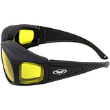 ▶ Global Vision Outfitter - 2 pares de gafas de seguridad con marco negro transparente + lentes amarillas acolchadas, ajuste sobre gafas de seguridad