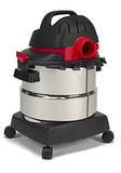 Shop-Vac 5989300 5 galones 4.5 Pico HP Aspiradora de Acero Inoxidable en seco en húmedo, Negro, Negro