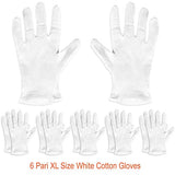 Paxcoo 6 pares de guantes XL de algodón blanco para manos secas hidratantes cosméticos Eczema mano spa y joyería de monedas inspección