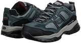 Skechers, Zapatos para trabajo antideslizantes, Soft Stride Grinnel 77013EW, Azul/Gris, 28 Horma Extra Ancha