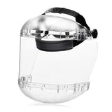 ▶ Careta de protección de Seguridad Industrial Protector facial de seguridad de doble corona con casco de trinquete y protector de barbilla, tinte transparente, revestimiento antivaho Sta-Clear, corona transparente, S38440