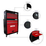 ▶ Combo Caja de Herramientas y Estante Móvil 9 Cajones fabricando en Metal Color Rojo
