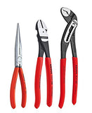 ▶ KNIPEX Tools Juego de herramientas de 3 piezas para nariz larga, cortador diagonal y alicates de cocodrilo, rojo (el embalaje puede variar)