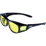 ▶ Global Vision Escort Ajuste de seguridad sobre gafas, marco negro (3 unidades, 1 lente transparente, 1 lente ahumada, 1 lente amarilla)