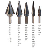 ▶ Juego de brocas de aleación de titanio escalonadas 5 piezas juego de brocas de cobalto de metal grande con juego de herramientas eléctricas y carcasa