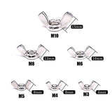 💢 Hilitchi 100 piezas M3 M4 M5 M6 M8 M10 Wingnut Butterfly Wing Tuercas Surtido Kit de surtido de tuercas de mariposa de acero inoxidable 304