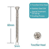 Teach - Tornillos de acero inoxidable para terraza, Torx/Star Drive cabeza plana multiusos para madera, 180 unidades