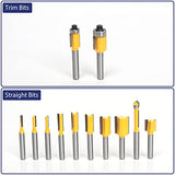 ▶ Juego de brocas de fresador de 25 piezas de 1/4 pulgadas, kit de brocas de enrutador de edición europea, herramientas tradicionales para carpintería, caja de aluminio