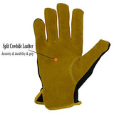 ▶ Guantes de jardinería de cuero para hombre, guantes de trabajo utilitarios para mecánicos, construcción, conductor, diseño transpirable destreza (mediano, 3 pares amarillo)