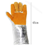 ▶ Guantes de Soldador Aislamiento Guantes industriales, Cuero, Guantes de Papel de Aluminio, Horno, Anti escaldado, Fundición, Resistencia al Desgaste, Alta Temperatura, 500-1000 Grados