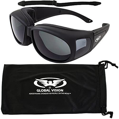 ▶ Gafas de sol de seguridad industriales globales para motocicleta se adapta a las lentes ahumadas con las normas ANSI Z87.1 para gafas de seguridad con relleno de espuma suave y aireada viene con bolsa de almacenamiento y correa