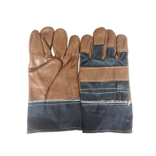 ▶ Guantes de soldador de cuero duradero resistente al fuego Guantes de soldador de cuero Guantes de seguridad Guantes de seguridad for soldadura Herramientas manuales de trabajo Gu