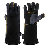 ▶ Guantes de soldador de  piel resistentes al calor y al fuego, con costuras de kevlar, guantes perfectos para chimenea, estufa, horno, parrilla, soldadura, barbacoa, mig, soporte para olla, manipulación de animales (16 pulgadas)