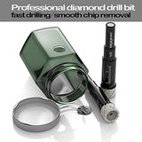 ▶ Juego de 6 brocas de diamante seco negro para granito, cerámica, mármol, piedra, materiales duros de vidrio (no para madera), vástago redondo de 3/16 pulgadas, 1/4 pulgadas, 5/16 pulgadas, 3/8 pulgadas, 1/2 pulgadas con estuche de almacenamiento