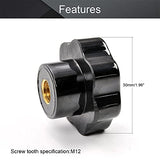 ▶ 5 pomos de tuerca de bloqueo de estrella, M12 x 50 mm, rosca hembra de repuesto para tornillos de mano de estrella de apriete, tornillos de apriete de mango, perilla de estrella de extracción rápida, piezas de repuesto para sierras, taladro, negro