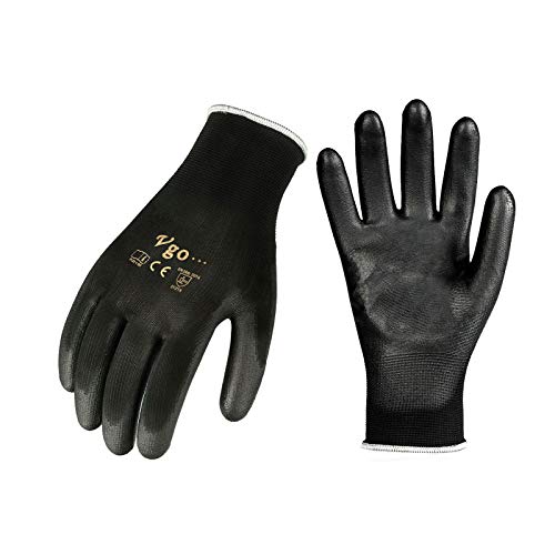 ▶ Guantes de jardinería  y Guantes Trabajo Ligero (Negro, Tamaño 7/S, PU2103)
