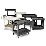 Rubbermaid Commercial Heavy-Duty 2 Shelf Utility Cart, Lipped Shelves, Agarre plano / Estante con base, Negro, Mediano