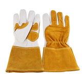 ▶ Guantes de jardinería de piel para mujeres y hombres, guantes transpirables de poda con guanteletes a prueba de espinas, mangas largas de piel de vaca para jardinero y granjero (XL)