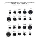 ▶ NEIKO Juego de 20 llaves de vaso hexagonales | Vástago hexagonal de 1/4" | SAE y métrico | 4-12 mm y 5/32"-1/2" | Acero CR-V de alto torque | Cambio rápido | Juego de 6 puntas para taladro de vaso | Atornillador de tuercas