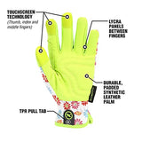 ▶ Guantes Jardinería , cuero sintético, floral/verde ZillaGreen, L guante de jardín para mujer, L