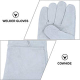 TEHAUX Guantes de Soldadura Guantes de Piel de Vaca Resistentes Al Fuego Soldador Mano de Trabajo Guantes de Línea Ignífugos Protector de Manos 34X14cm