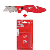 ▶ Milwaukee 48-22-1902 Fastback cuchillo multiusos y 48-22-1950 cuchillas multiusos con dispensador (50 cuchillas incluidas)