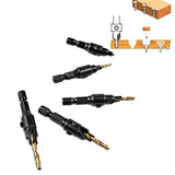 ▶ Juego de  brocas  avellanadas para carpintería, 5 piezas #5#6#8#10#12, juego de brocas para flauta HSS, 8 piezas de corte de enchufe de madera, recto y cónico 5/8 pulgadas 1/2 pulgadas 3/8 pulgadas 1/4 pulgadas