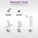 🔩 Swpeet Juego de 25 tornillos de encuadernación chapados en níquel M6 x 16 mm, tuercas hexagonales, kit surtido de tuercas de barril con 1 llave Allen, poste de tornillo para muebles, cinturón avellanado