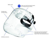 ▶ Careta de protección de Seguridad Industrial Protector facial de seguridad de doble corona con casco de trinquete y protector de barbilla, tinte transparente, revestimiento antivaho Sta-Clear, corona transparente, S38440