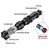 🔦 E T EASYTAO Linterna UV 2PCS, lampara led UV, Ultravioleta pequeña mano 395 nm Flashlight con Funcion de Agrandar, Detector de orina para mascotas, perros y gatos (Paquete de 2)